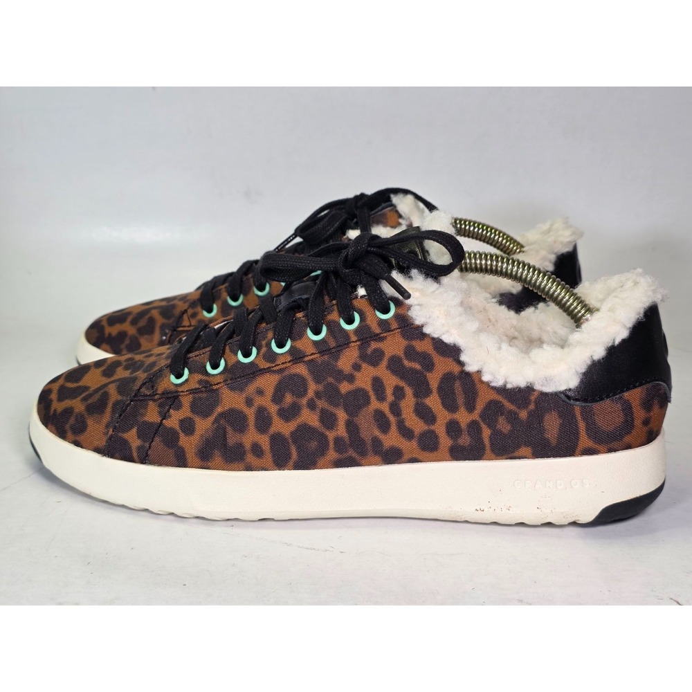 Cole Haan Grandpro Women's Tennis Sneakers Size 9 B Leopard Print Fur Shoes